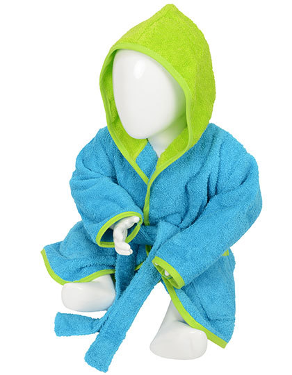 ARTG - Babiezz® Bathrobe With Hood - Aqua Blue, Lime Green