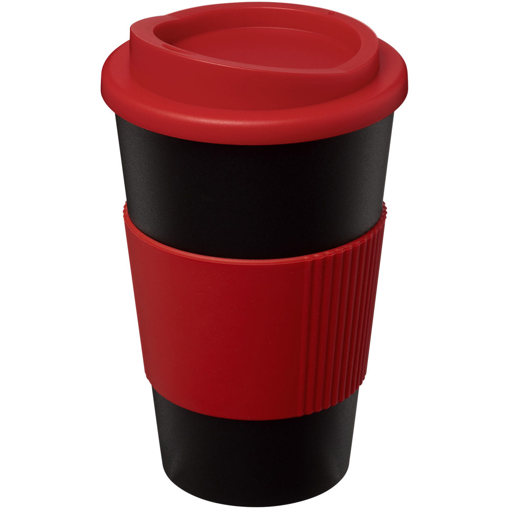 Americano® 350 ml Isolierbecher mit Schutzring - Schwarz, Rot