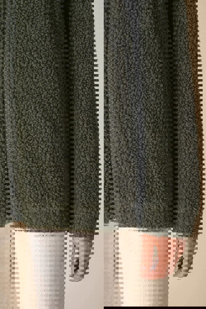 SP404 - Unisex-Sweatshirt aus Sherpa mit Reißverschluss und überschnittenen Schultern