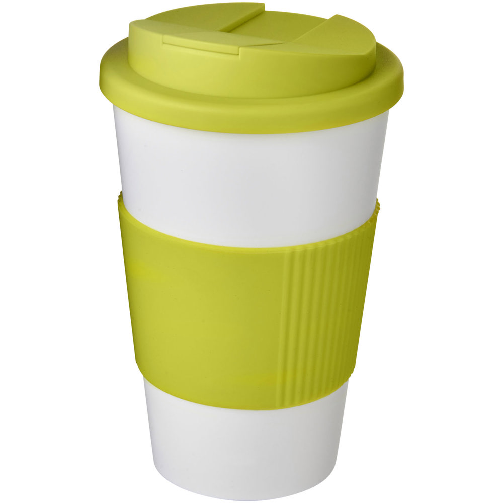Americano® 350 ml Isolierbecher mit Schutzring & auslaufsicherem Schraubverschluss - weiss, limone