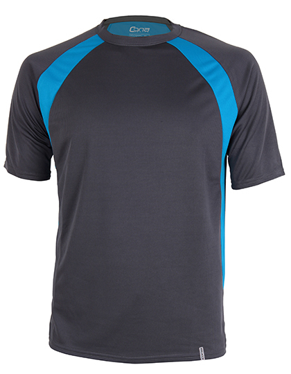 CONA SPORTS - Pace Tech Tee - Anthracite, Azure Blue