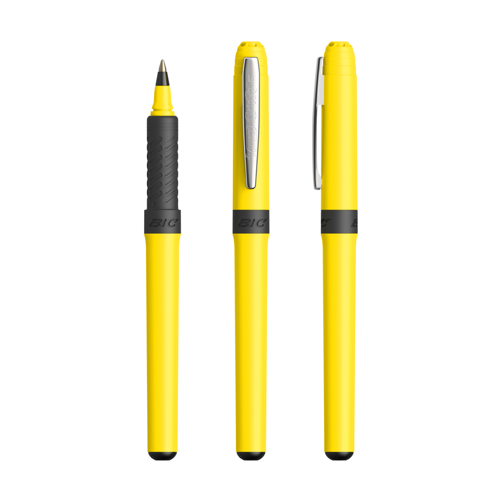 BIC® Grip Roller - Gelb / Chrom / Schwarze Tinte