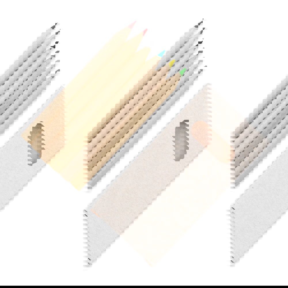 6 Buntstifte in einer Schachtel aus recyceltem Milchkarton