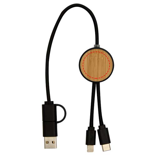 Chechia 30 cm 5-in-1 Kabel aus recyceltem Kunststoff für Datenübertragung und 27W Schnellladung mit Bambusdetails