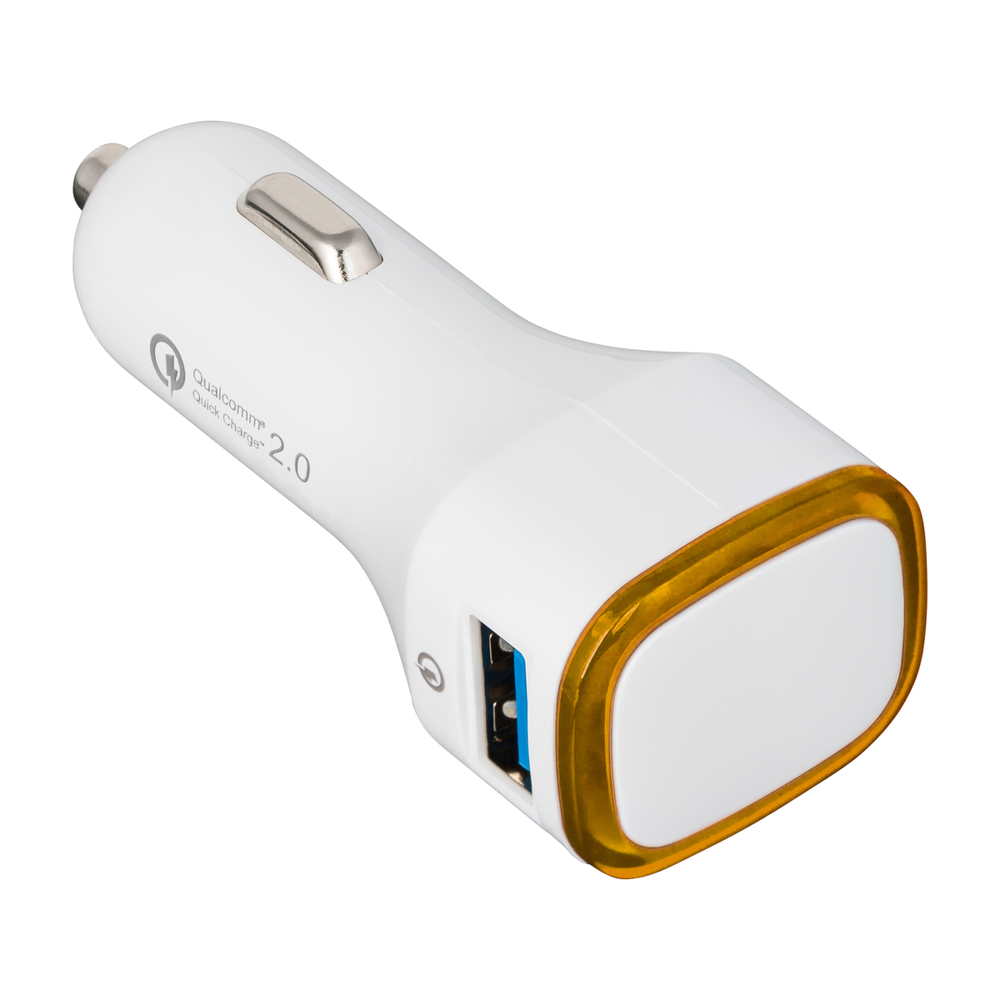 USB-Autoladeadapter Quick Charge 2.0® COLLECTION 500 - orange, weiß / orange