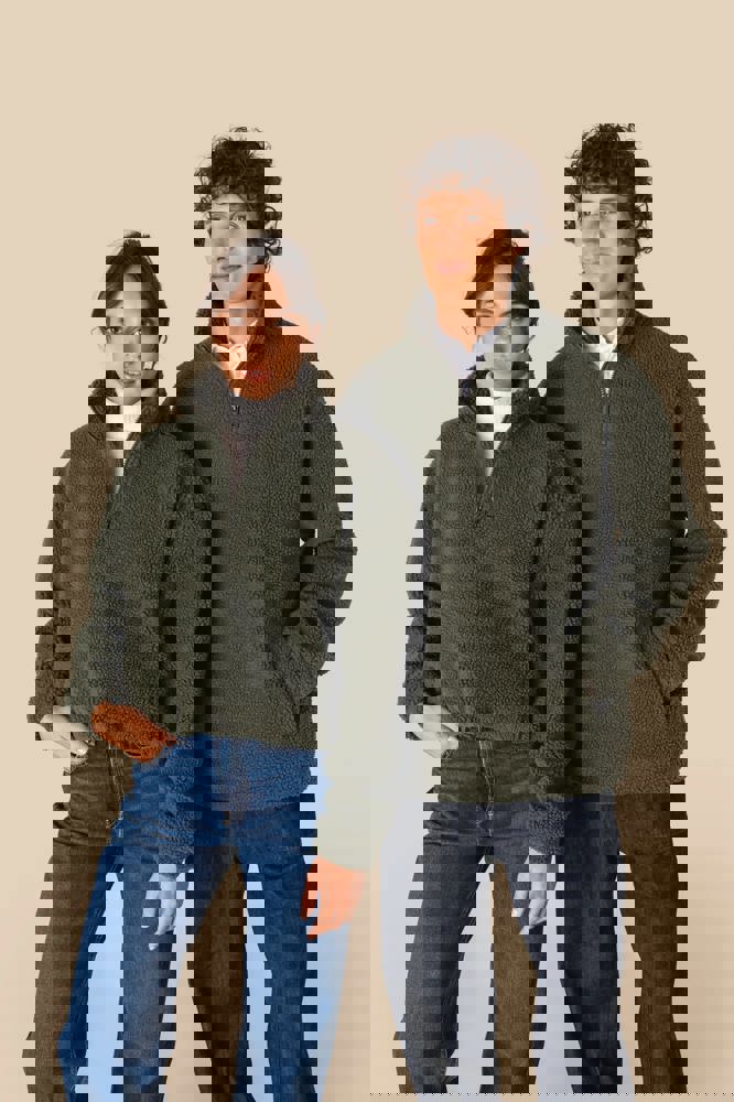 SP403 - Unisex-Sweatshirt mit 1/4-Reißverschluss und überschnittenen Schultern aus Sherpa-Material