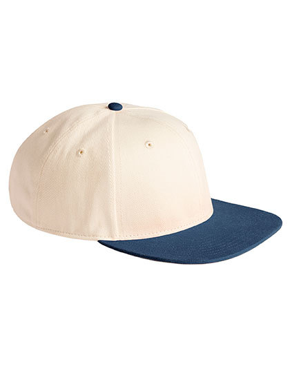 Beechfield - Contrast Flat Peak 6 Panel Cap - Natural, Navy