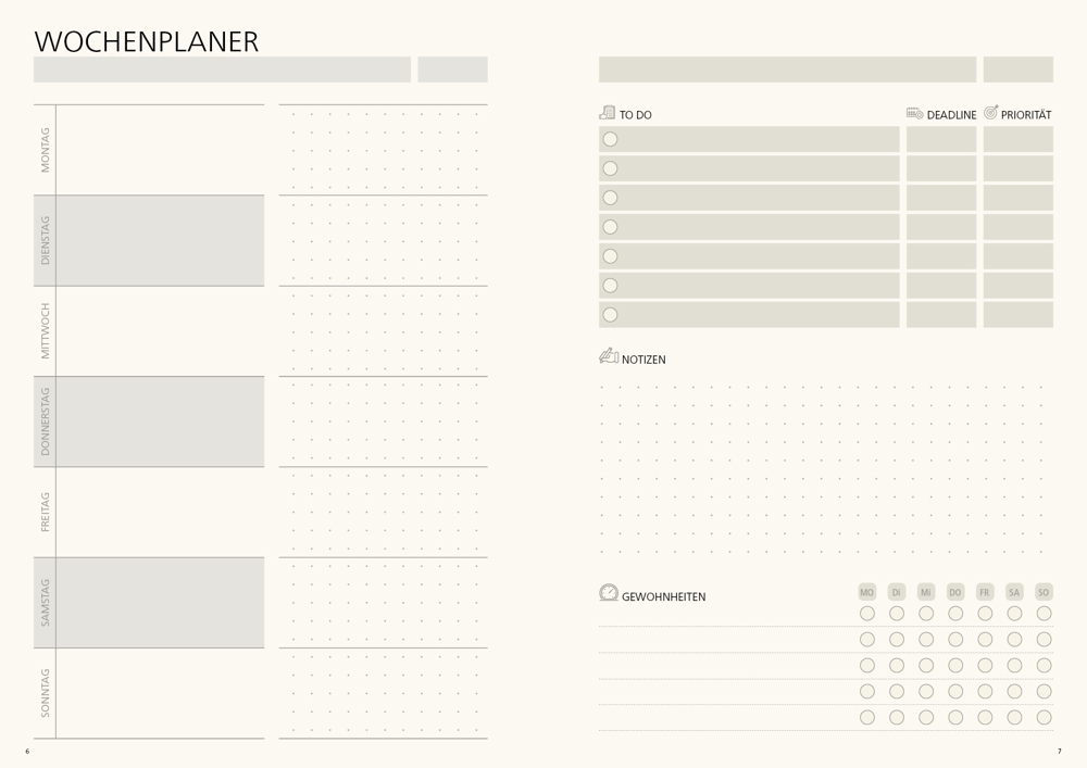 Notizbuch orgaLine Mainbook, Creme, schwarz-meliert