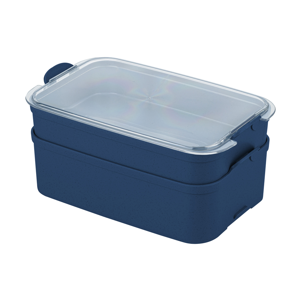 Koziol STAKK BENTOBOX 2 Bentobox 2l - nature shadow blue/crystal clear