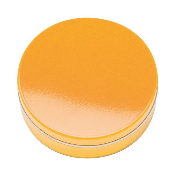 XS-Prägedose, silber-matt mit Pulmoll Pastillen - orange-glänzend