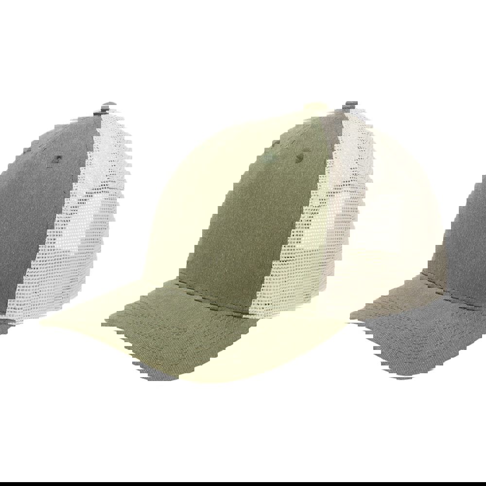 Vintage Bio-Truckerkappe - Olivgrün (PMS 7664C) / Weiß