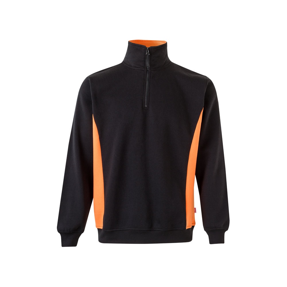 VL SVAROG. Zweifarbiges Frottee-Sweatshirt (260 g/m²), aus Polyester (65 %) und Baumwolle (35 %) - schwarz, orange