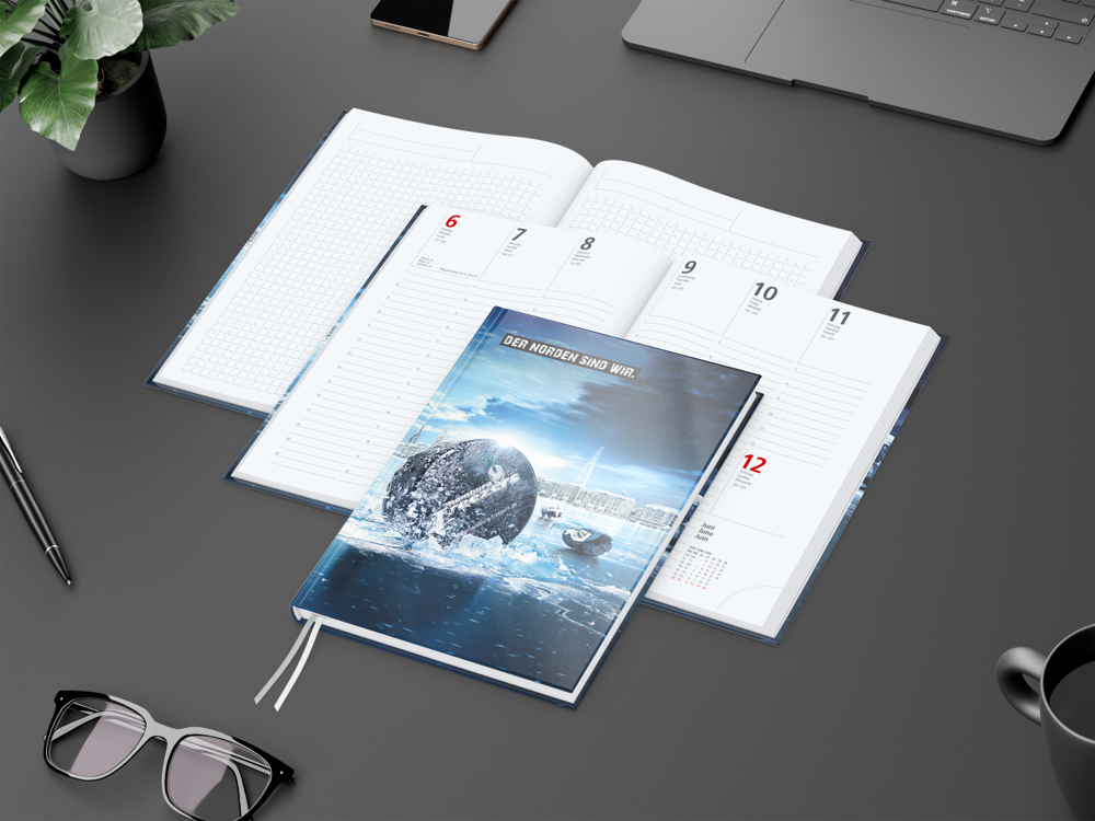 Wochenkalender vorne + Notizen hinten Note-Hybrid, A5, glänzend