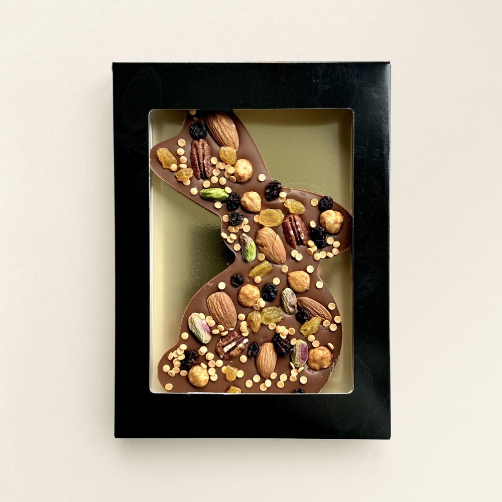 Luxus Schokoladen-Osterhase | Vollmilch/Nüsse und Rosinen | 180g