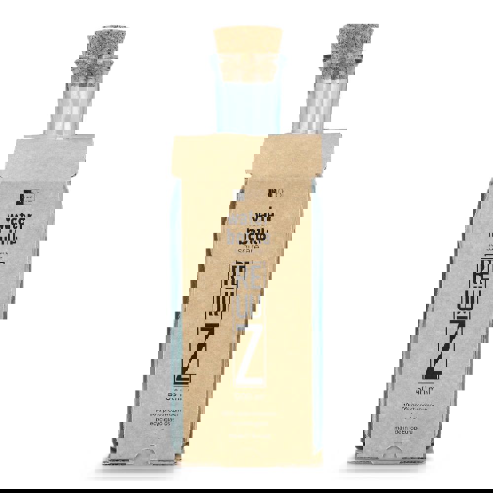 InSideOut Square Recycelte Glaswasserflasche ReuuZ mit Korkverschluss 500ml