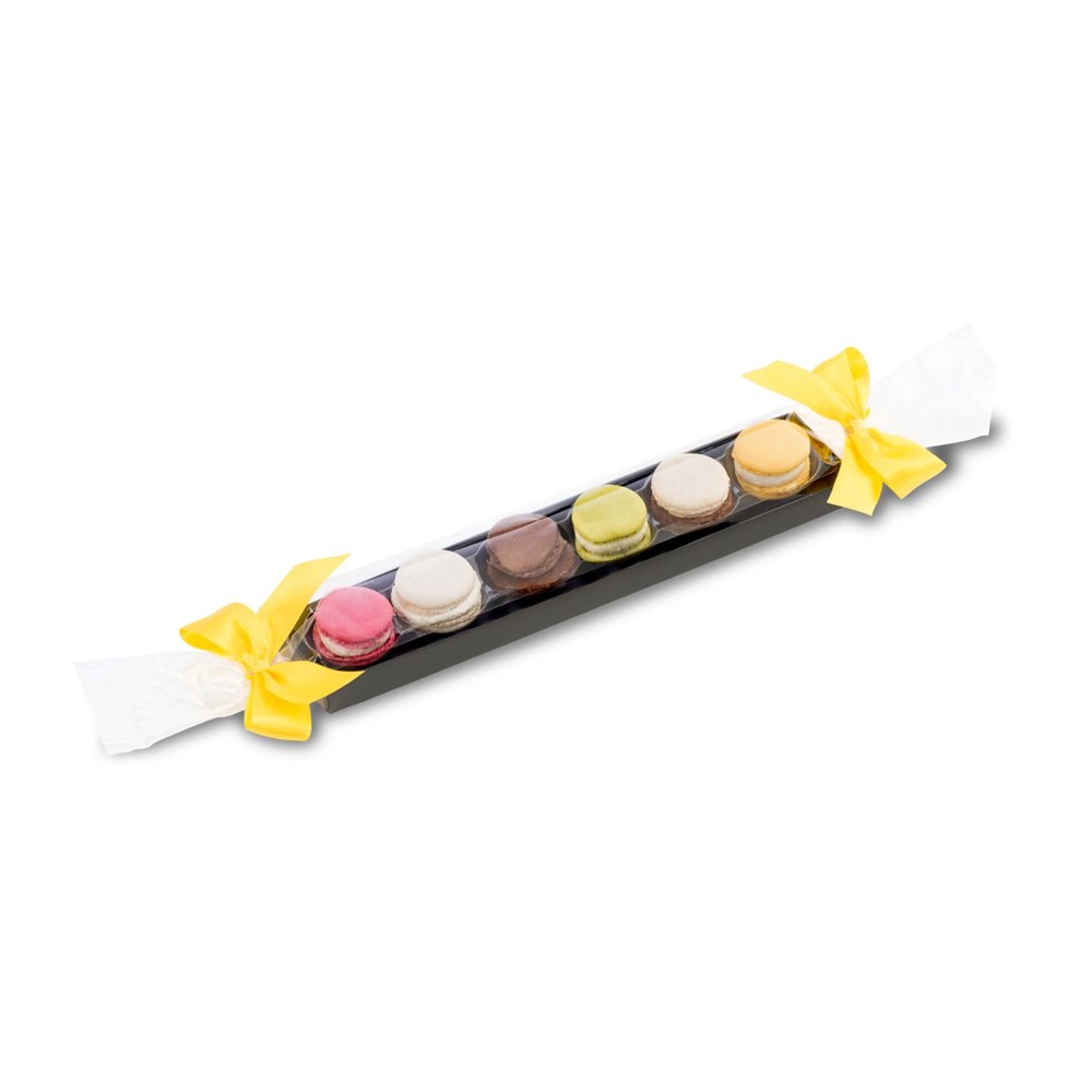 Macaron-Stange mit Schleifen - sechs bunte Macarons (60 g)
