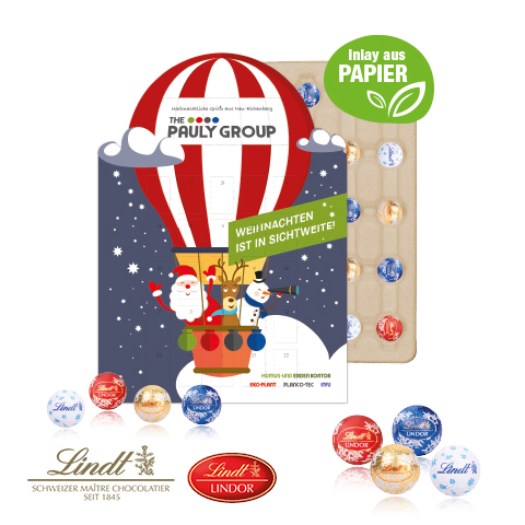 Adventskalender "individuelle Kalenderform" mit Lindt Schokolade