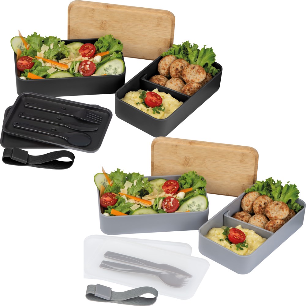 2 stöckige Lunchbox aus Kunststoff und Bambus SALVATORE