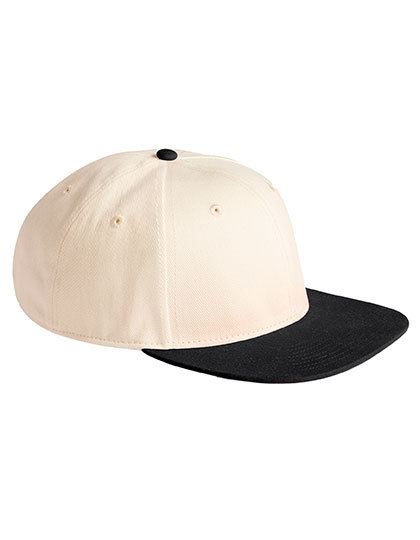 Beechfield - Contrast Flat Peak 6 Panel Cap - Natural, Black