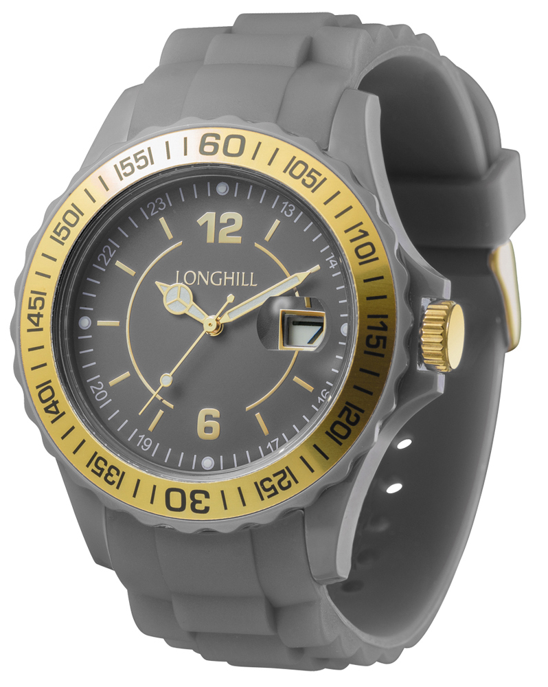 Kunststoffuhr LOGI GOLD - grau