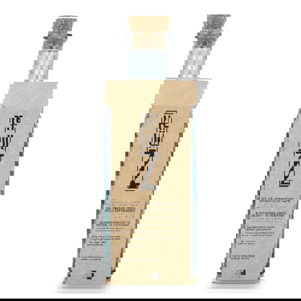 InSideOut Square Recycelte Glaswasserflasche ReuuZ mit Korkverschluss 500ml