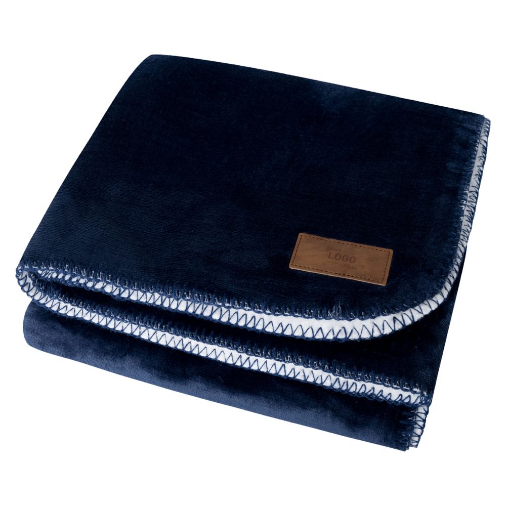 Fleecedecke mit Sherpa-Rückseite 150x120 cm, 500 gr/m² - Navy / Weiß