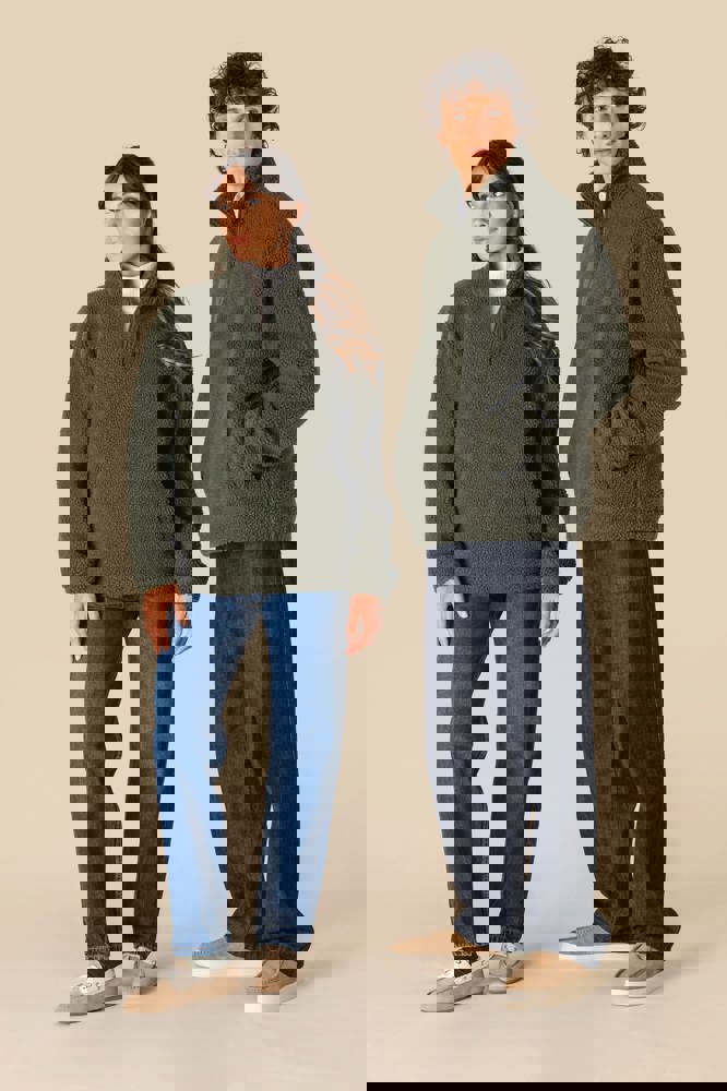 SP403 - Unisex-Sweatshirt mit 1/4-Reißverschluss und überschnittenen Schultern aus Sherpa-Material