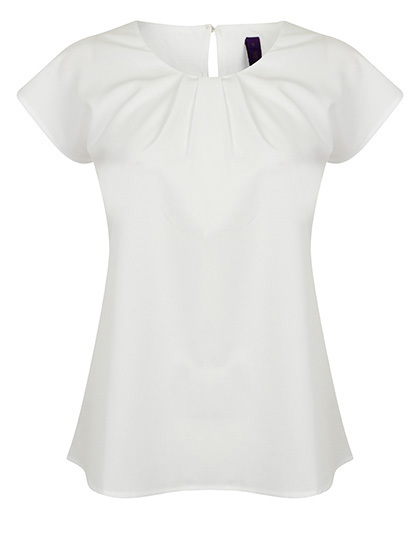 Henbury - Ladies´ Pleat Front Short Sleeve Blouse - White