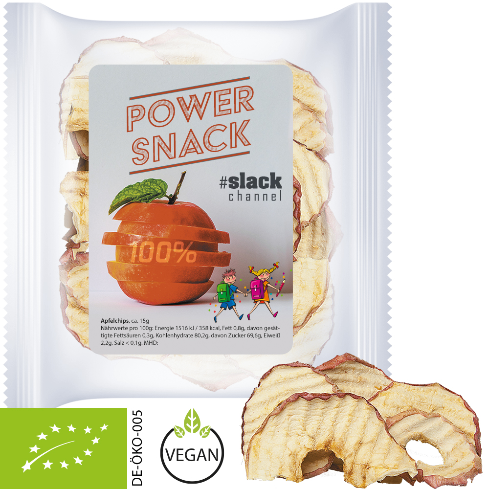 Bio Apfelchips, ca. 15g, Express Maxi-XL-Tüte mit Etikett