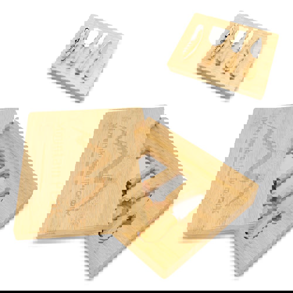 4er-Set für Käse und Wein aus Bambus