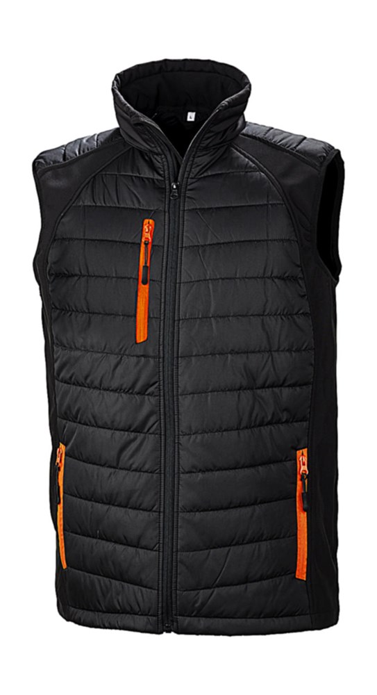Compass Padded Softshell Gilet - Black/Orange
