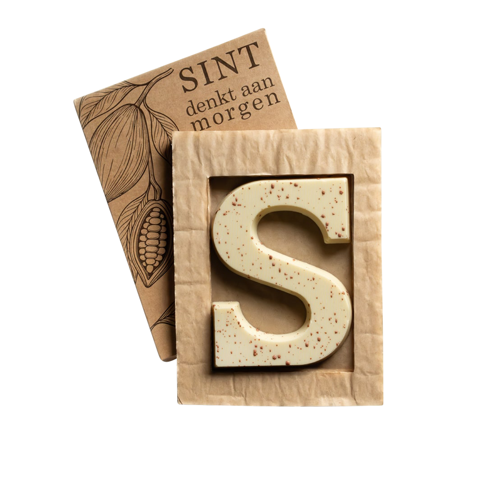 Luxus Schokoladenbuchstabe S Bronze-Spritzer | Weiß | 135g