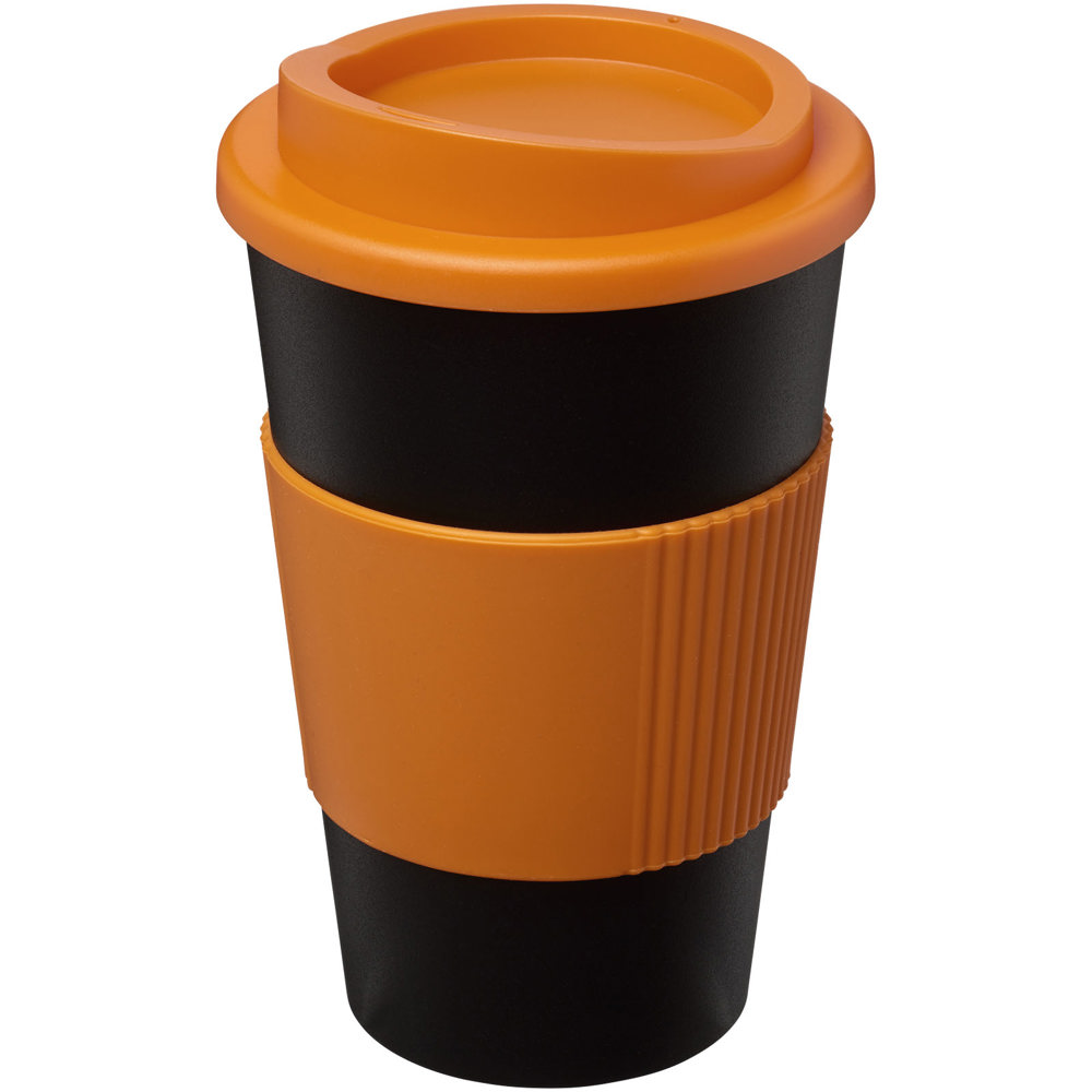 Americano® 350 ml Isolierbecher mit Schutzring - Schwarz, Orange