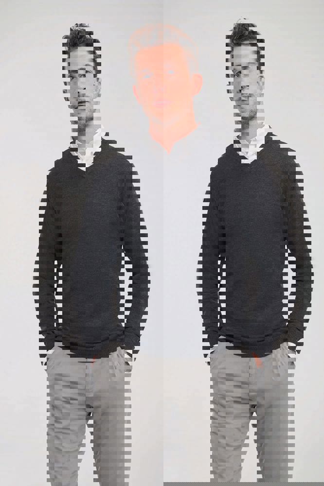 RU710M - V-neck Knitted Pullover