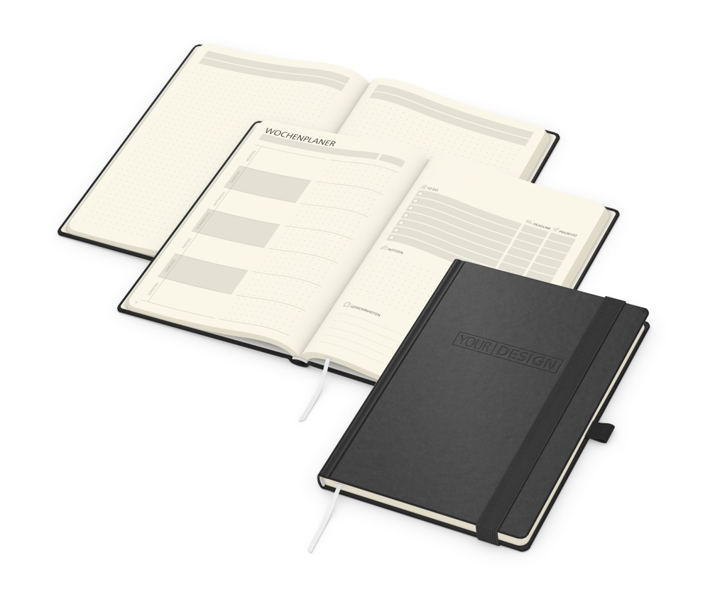 Notizbuch orgaLine Mainbook, Creme, schwarz-meliert