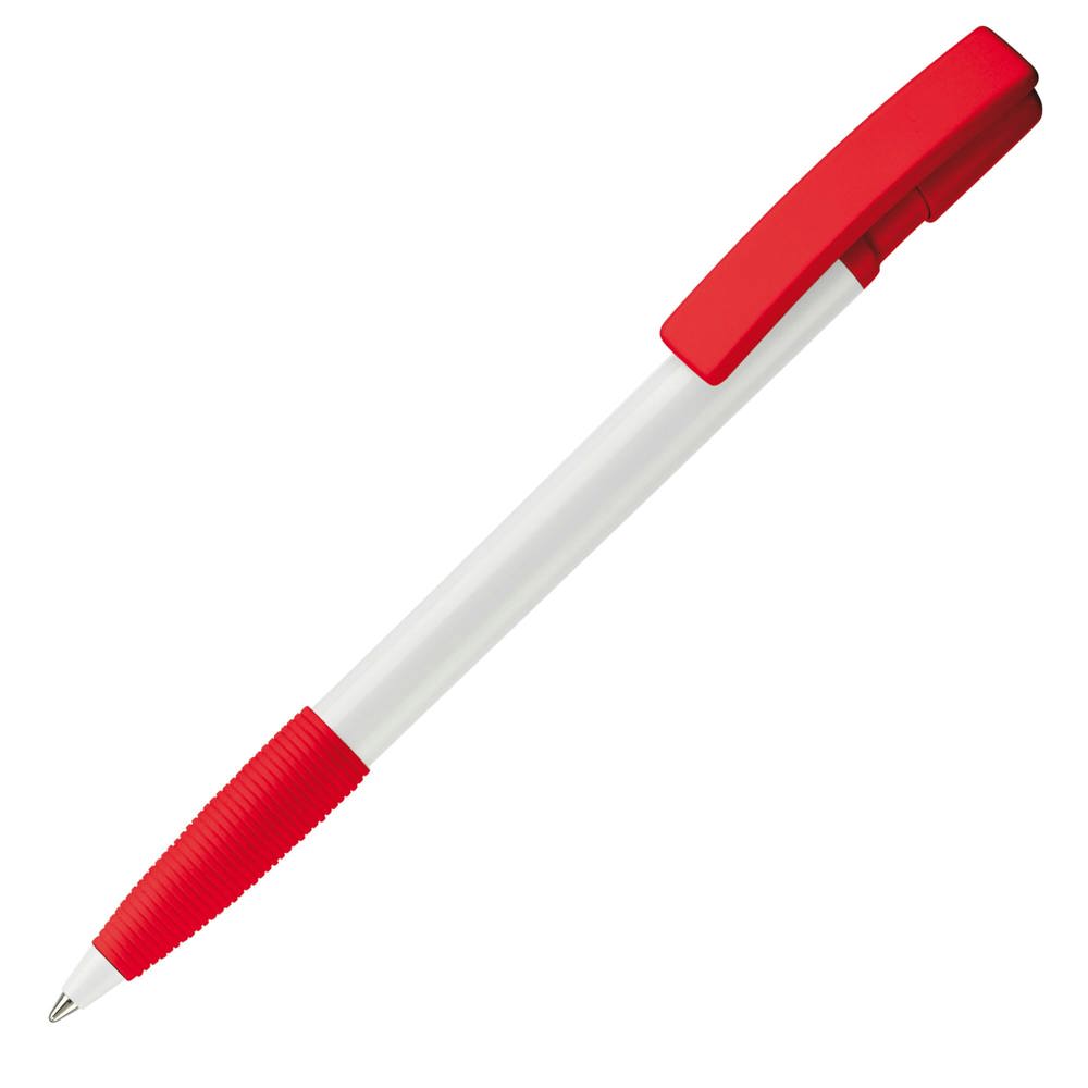 Kugelschreiber Nash Hardcolour mit Gummigriff - Weiss / Rot