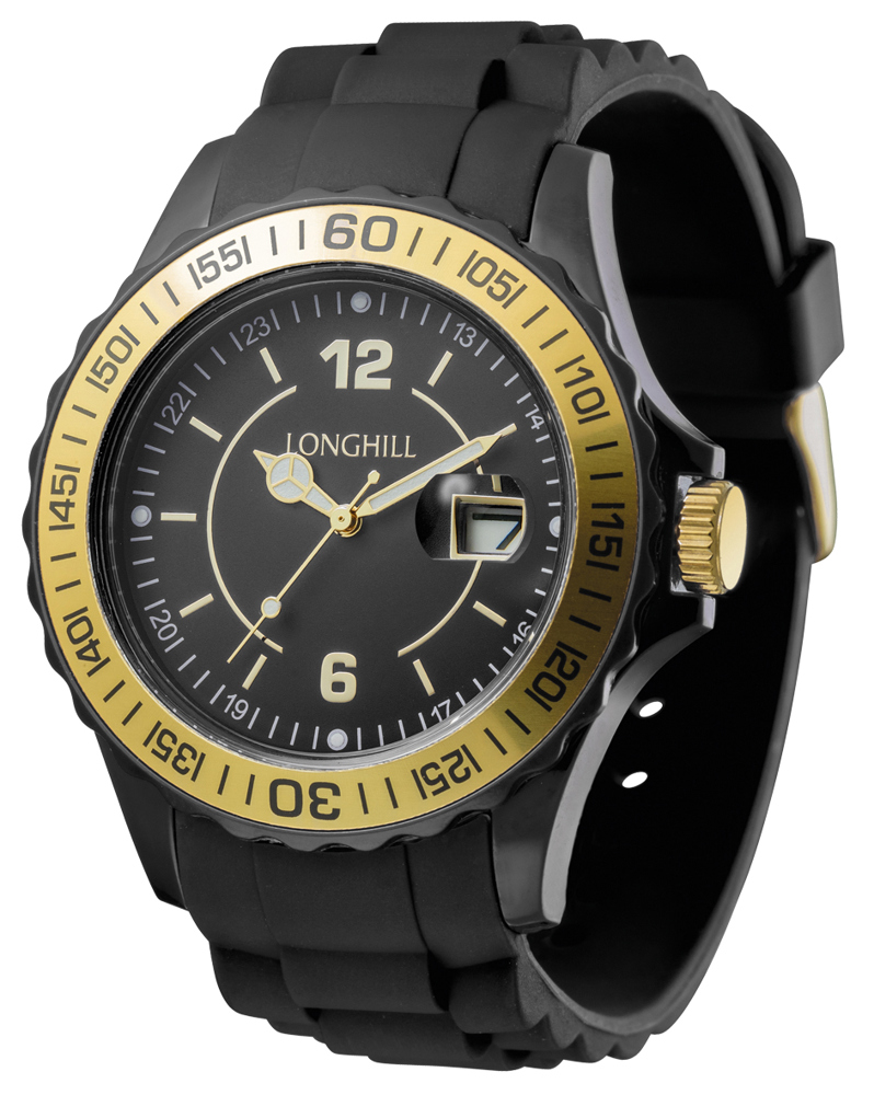 Kunststoffuhr LOGI GOLD - schwarz