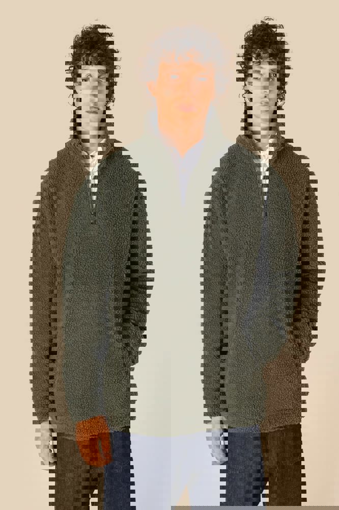 SP403 - Unisex-Sweatshirt mit 1/4-Reißverschluss und überschnittenen Schultern aus Sherpa-Material