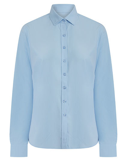 Henbury - Ladies´ Long Sleeved ´Cotton Feel´ Coolplus® Shirt - Light Blue