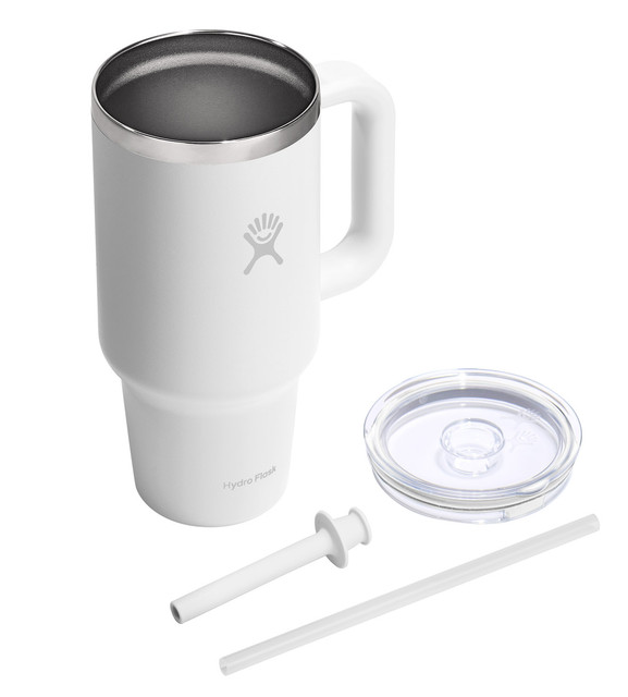 Hydro Flask 32 OZ TRAVEL TUMBLER CLEAR LID WHITE