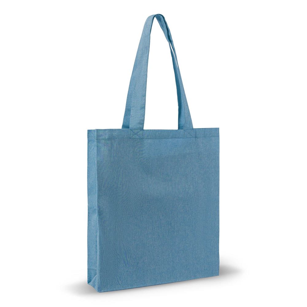 Einkaufstasche aus recycelter Baumwolle 38x42x10cm - blau