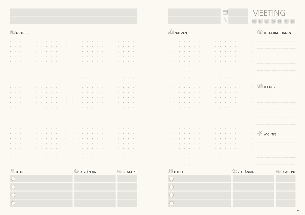 Notizbuch orgaLine Mainbook, Creme, schwarz-meliert