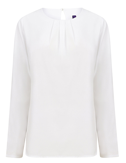 Henbury - Ladies´ Pleat Front Long Sleeved Blouse - White