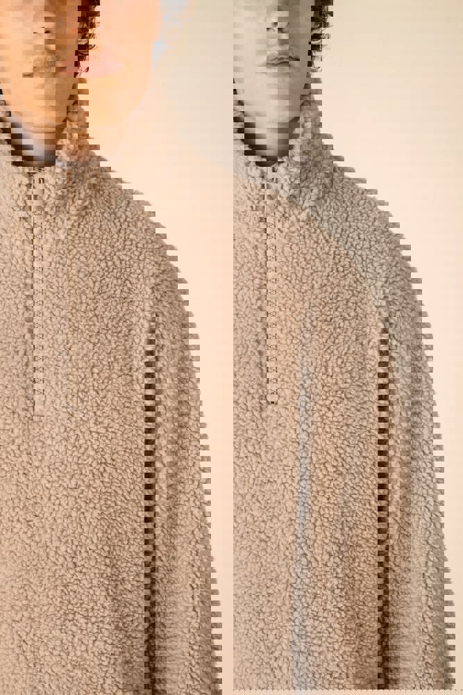 SP403 - Unisex-Sweatshirt mit 1/4-Reißverschluss und überschnittenen Schultern aus Sherpa-Material