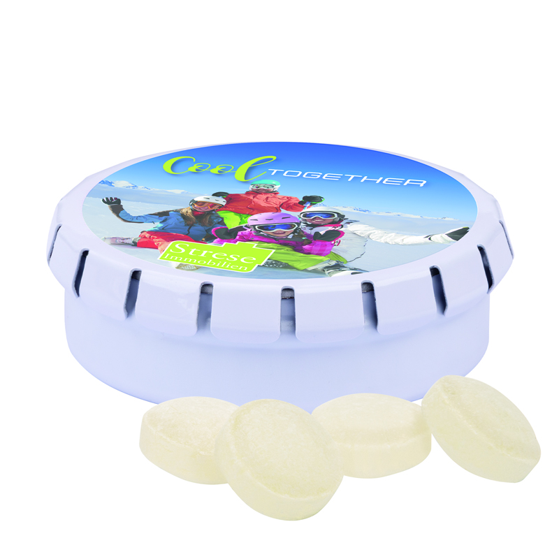 Quick Box, blank, Mini Bonbons Fruchtmix - weiß