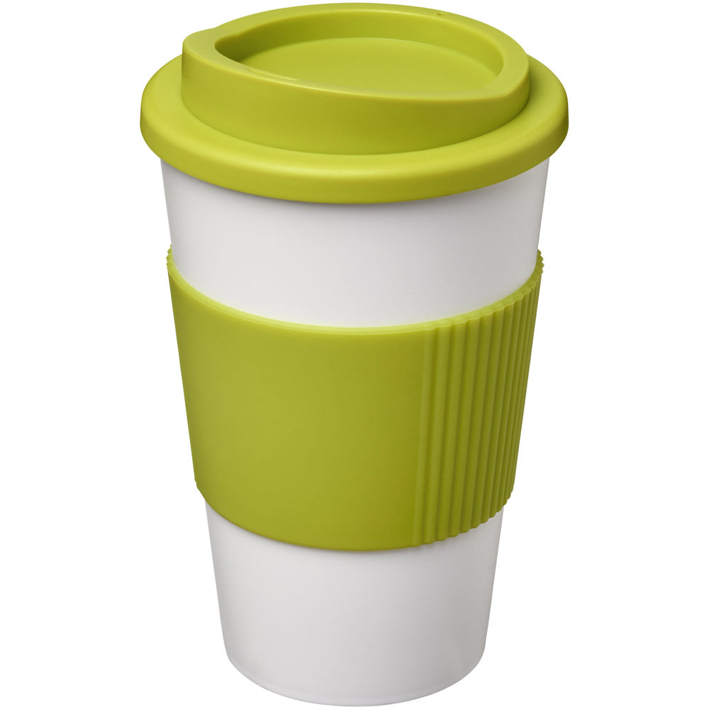 Americano® 350 ml Isolierbecher mit Schutzring - weiss, limone