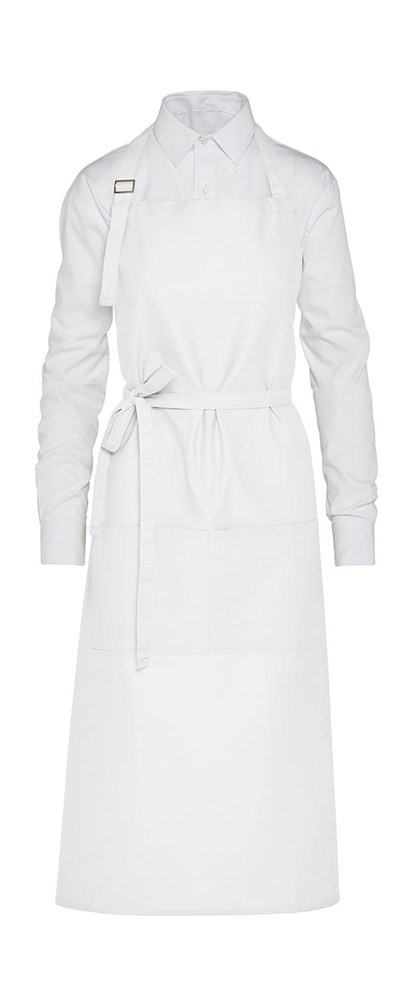 AMSTERDAM - Recycled Bib Apron with Pocket - White