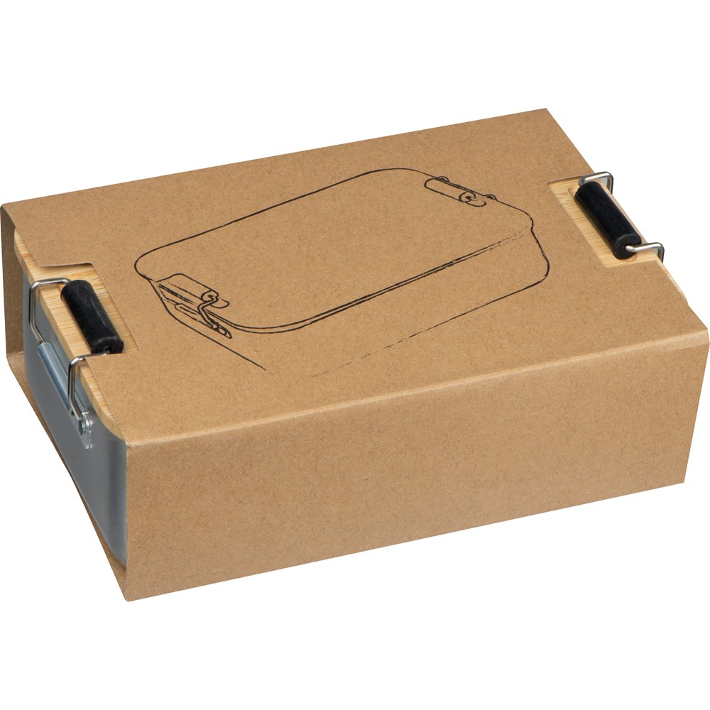 Brotzeitbox aus Aluminium mit Bambusdeckel  ALBA