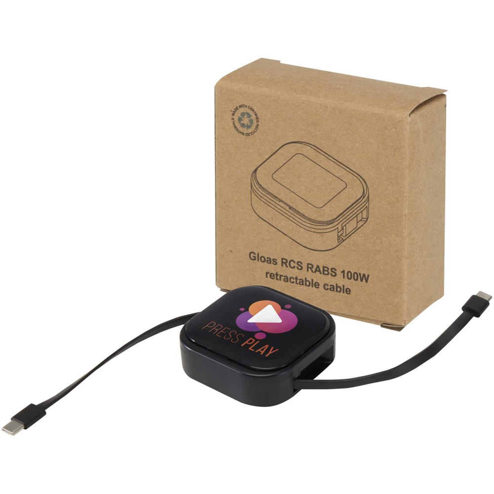 Gloas Aufrollbares 5 in 1 Kabel aus Recyclingmaterial mit Datensynchronisierung und 100 W Schnellladefunktion sowie Smartphone Toolkit