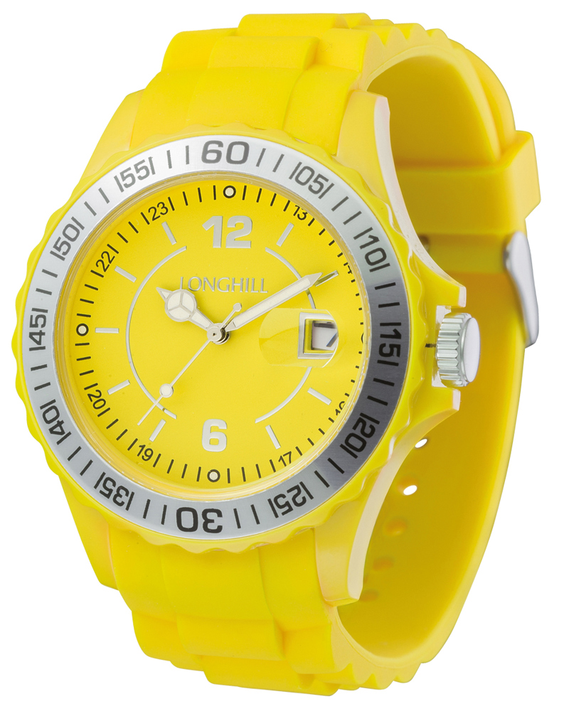 Kunststoffuhr LOGI SILBER - gelb